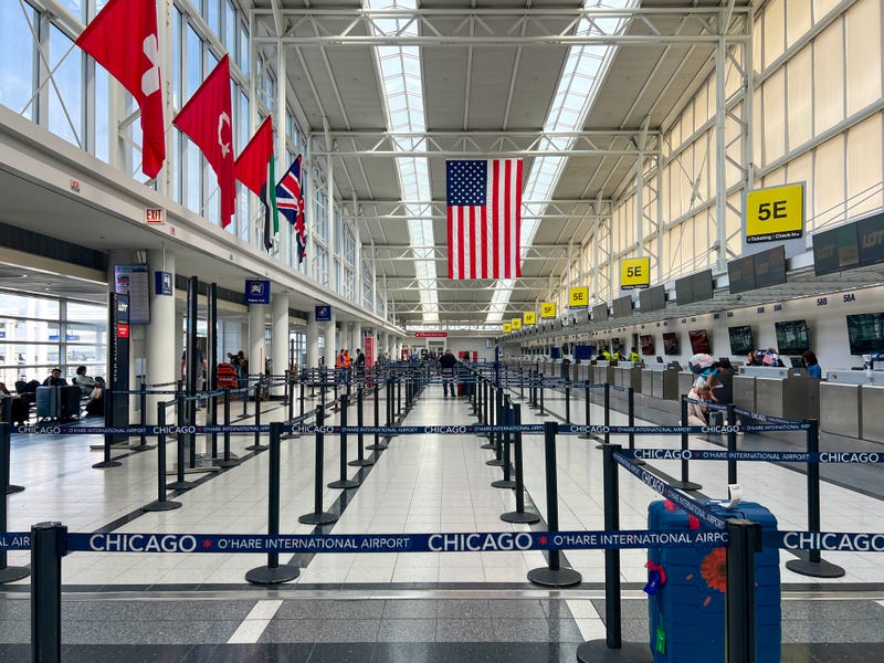 Inside a terminal at O'Hare Airport