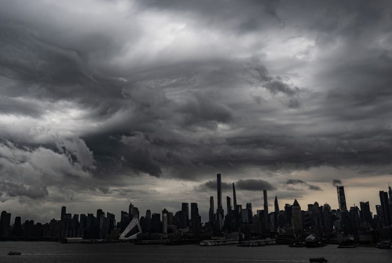 Storm clouds move over the city on Tuesday afternoon