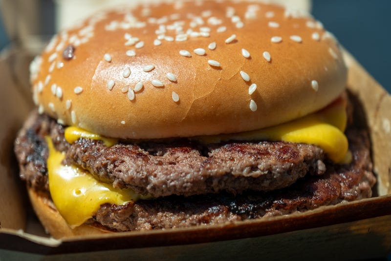 Close-up of McDonald's Double Quarter Pounder with Cheese burger in San Ramon, California, on Aug. 3, 2024.