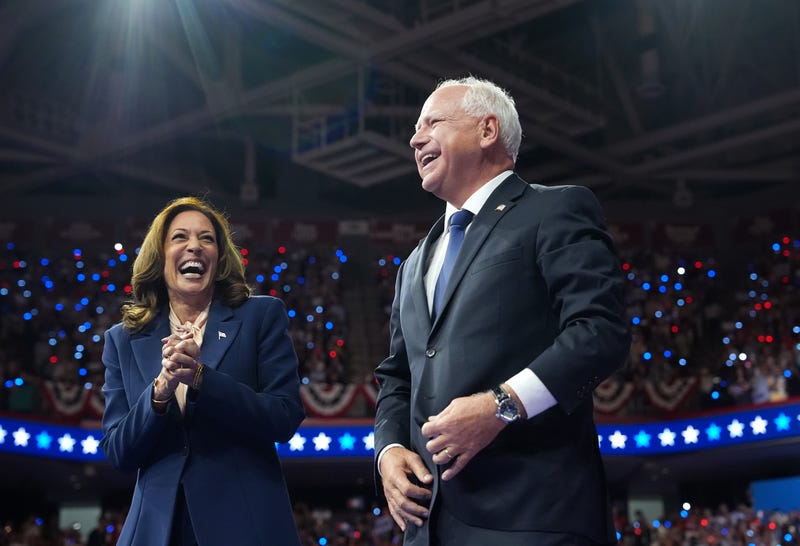 Democratic presidential candidate Vice President Kamala Harris and Democratic vice presidential candidate Minnesota Gov. Tim Walz