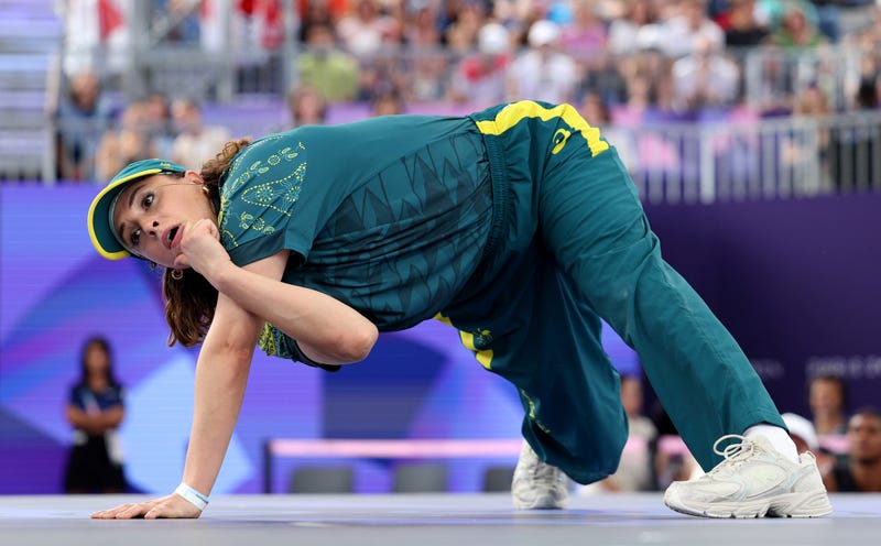  B-Girl Raygun of Team Australia competes during the B-Girls Round Robin on Aug. 9, 2024.