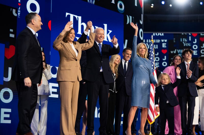 President Joe Biden and Vice President Kamala Harris appear with their families