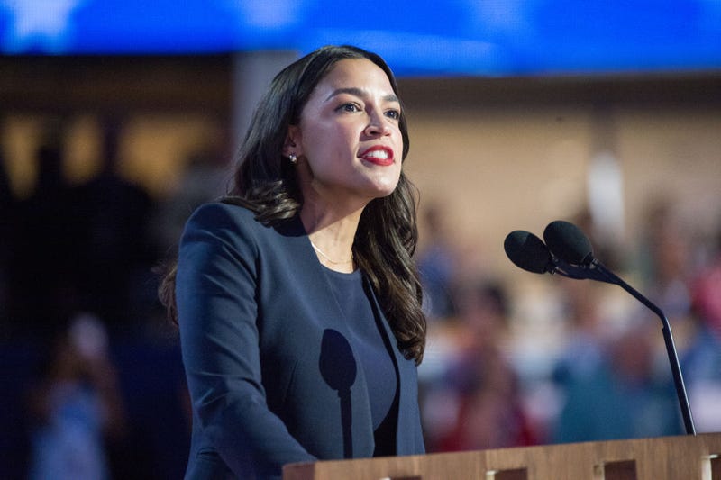 Rep. Alexandria Ocasio-Cortez, a Democrat from New York, speaks during the 2024 Democratic National Convention in Chicago on Aug. 19, 2024.
