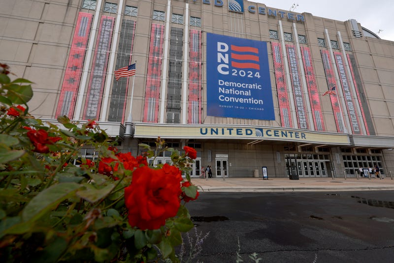 Workers prepare the United Center for the start of the Democratic National Convention (DNC) on August 15, 2024 in Chicago, Illinois. The DNC runs from August 19-22. 