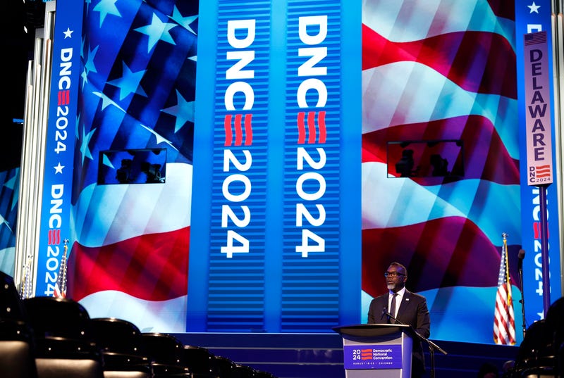 Mayor of Chicago Brandon Johnson at DNC set-up