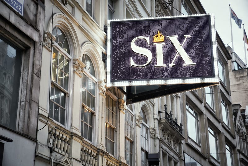Marquee advertising the musical "Six"