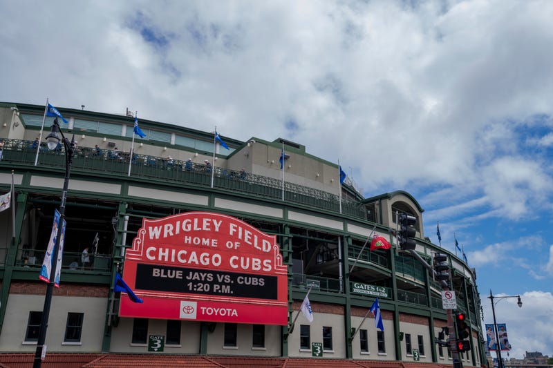 Marquee message board outside of Wrigley Field