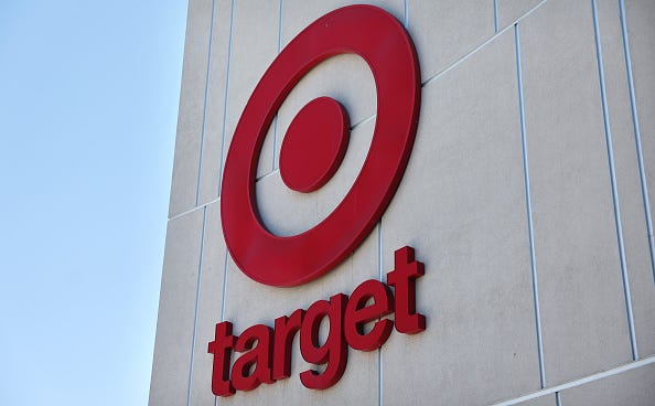 The Target logo is displayed at a Target store on August 20, 2024 in Los Angeles, California. 