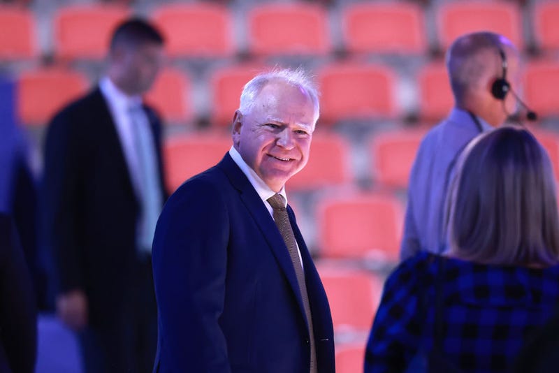 Minnesota Governor and Democratic vice presidential nominee Tim Walz takes part in stage testing on the third day of the Democratic National Convention (DNC) at the United Center on August 21, 2024 in Chicago, Illinois.