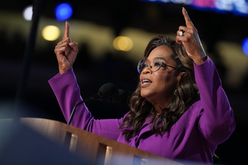 Oprah Winfrey speaks on stage