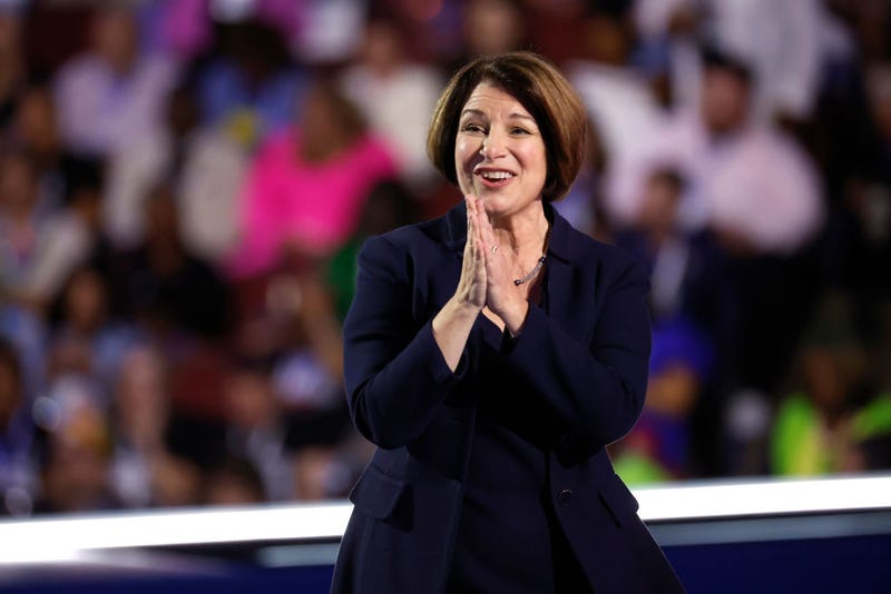 U.S. Sen. Amy Klobuchar (D-MN) departs after speaking on stage during the third day of the Democratic National Convention at the United Center on August 21, 2024 in Chicago, Illinois.  