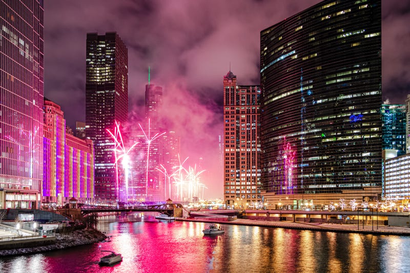 Fireworks in downtown Chicago