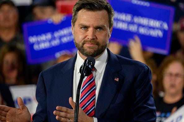 Republican vice presidential nominee, U.S. Sen. J.D. Vance (R-OH) speaks at a rally at trucking company, Team Hardinger on August 28, 2024 in Erie, Pennsylvania. Vance was expected to discuss economic and energy policies. 
