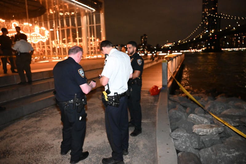 Medical examiners and the NYPD investigate after bone fragments were recovered near Jane's Carousel at Brooklyn Bridge Park on Aug. 31, 2024, the third time skeletal remains were discovered nearby.