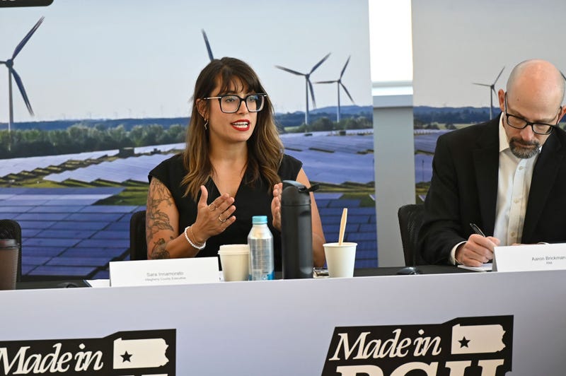Sara Innamorato, Allegheny County Executive speaks during a roundtable discussion regarding the recent growth of clean energy projects in Western Pennsylvania