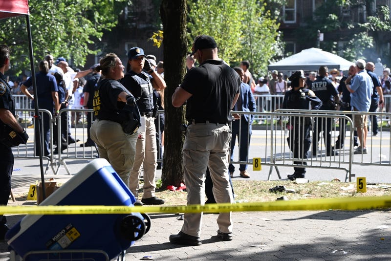A view of the area where five people shot during the West Indian Day Parade in Brooklyn on Monday
