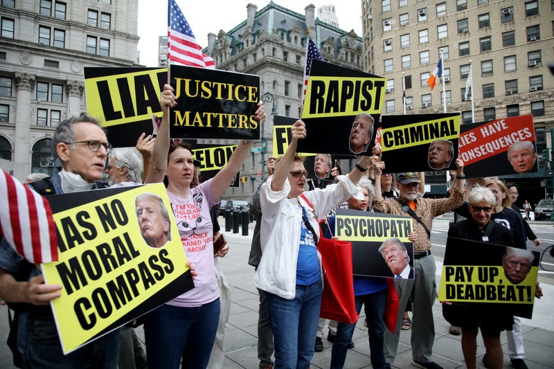 Demonstrators protest outside the Manhattan federal appeals court on September 6, 2024