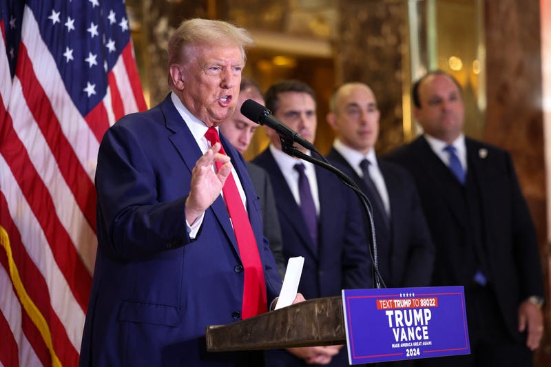 Donald Trump speaks during a press conference at Trump Tower on September 6, 2024