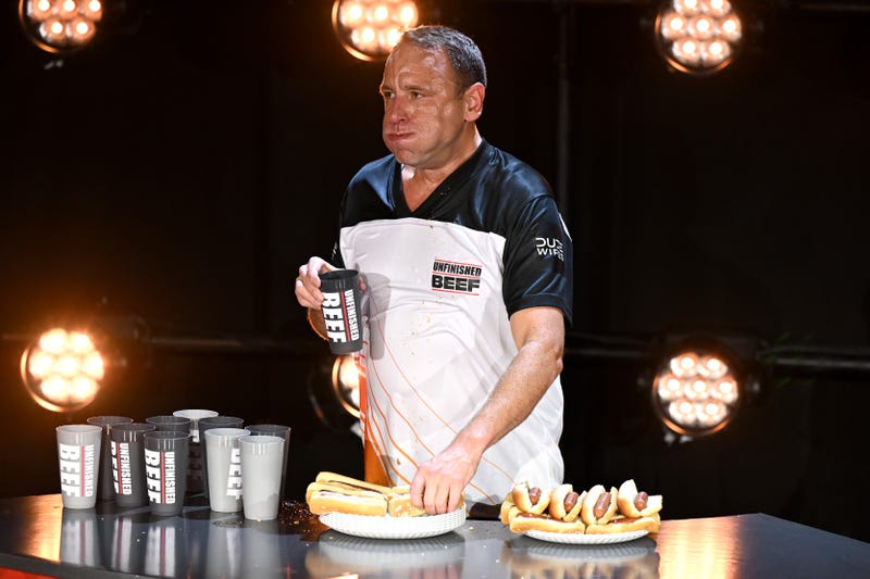 Joey Chestnut attends LIVE Chestnut vs. Kobayashi: Unfinished Beef at the Hyper X Arena at the Luxor on Sept. 2, 2024 in Las Vegas, Nevada