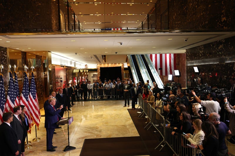 Donald Trump speaks during a press conference at Trump Tower on September 6, 2024