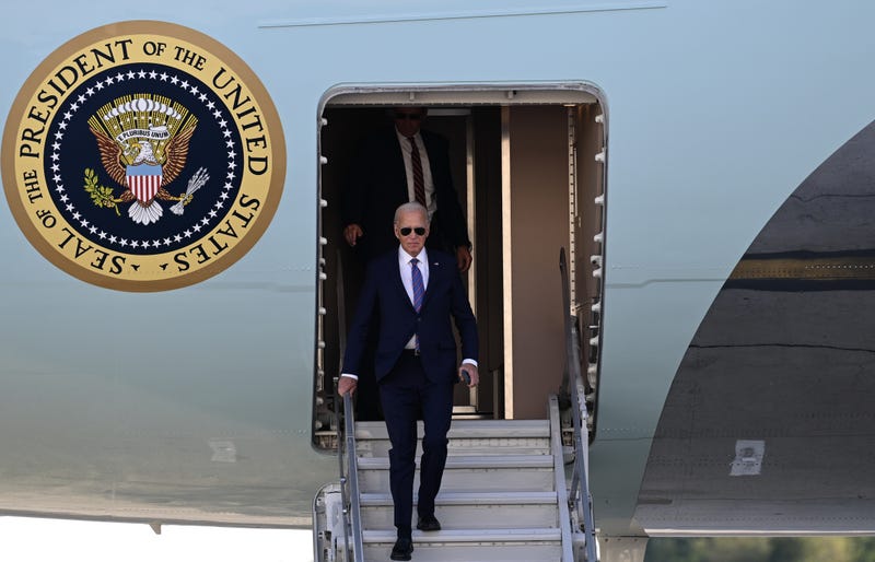 President Joe Biden lands at JFK Airport to attend the September 11 commemoration ceremonies in New York, United States on September 10, 2024