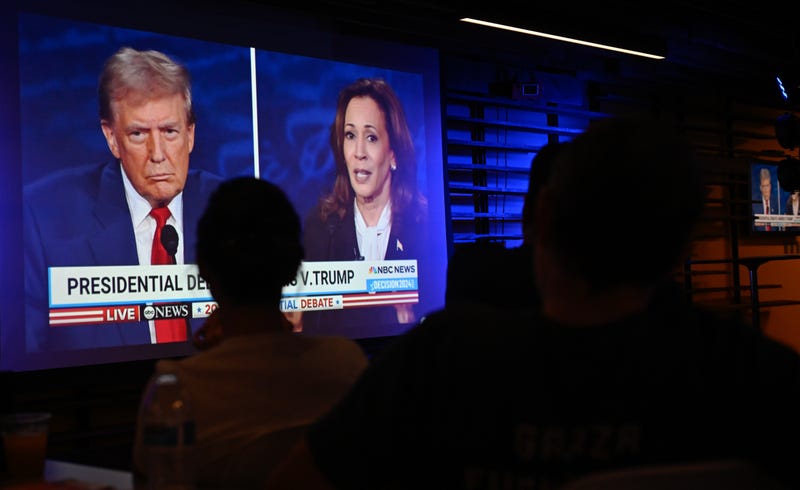 People gather to watch presidential debate between Donald Trump and Kamala Harris together in Charlotte, United States on September 10, 2024