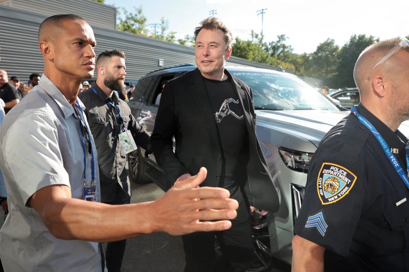 Elon Musk attends the men's final on day fourteen of the 2024 US Open Tennis Championships at the USTA Billie Jean King Tennis Center in Flushing Meadows, Queens, on Sept. 8, 2024