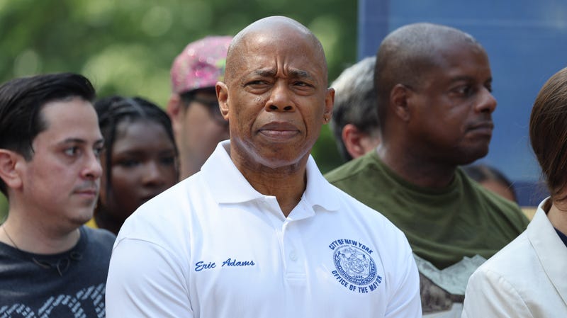 Mayor Eric Adams is pictured at Marcus Garvey Park in Harlem on Aug. 26, 2024