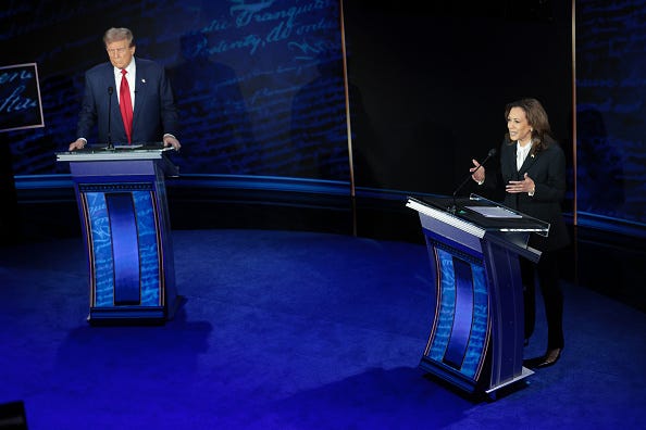 Republican presidential nominee, former U.S. President Donald Trump and Democratic presidential nominee, U.S. Vice President Kamala Harris debate at The National Constitution Center