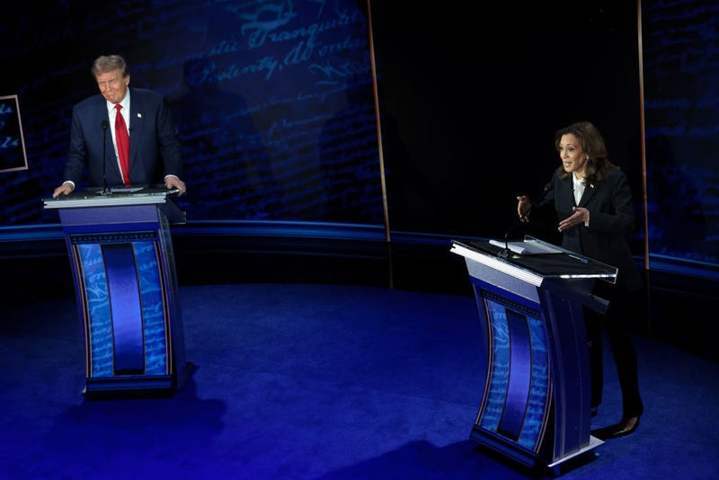 Republican presidential nominee, former U.S. President Donald Trump and Democratic presidential nominee, U.S. Vice President Kamala Harris debate for the first time during the presidential election campaign at The National Constitution Center on September 10, 2024
