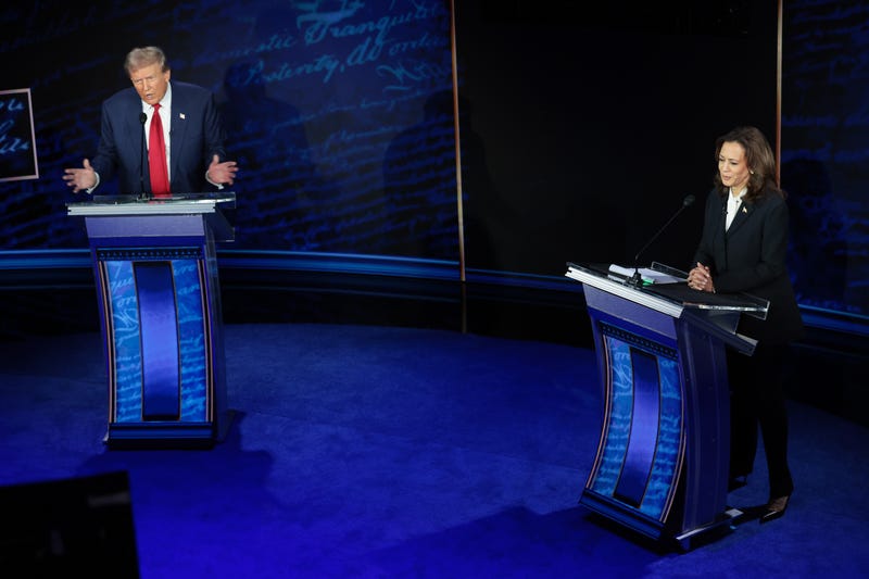 Republican presidential nominee, former U.S. President Donald Trump, and Democratic presidential nominee, U.S. Vice President Kamala Harris debate for the first time during the presidential election campaign at The National Constitution Center on Sept. 10, 2024, in Philadelphia, Pennsylvania.