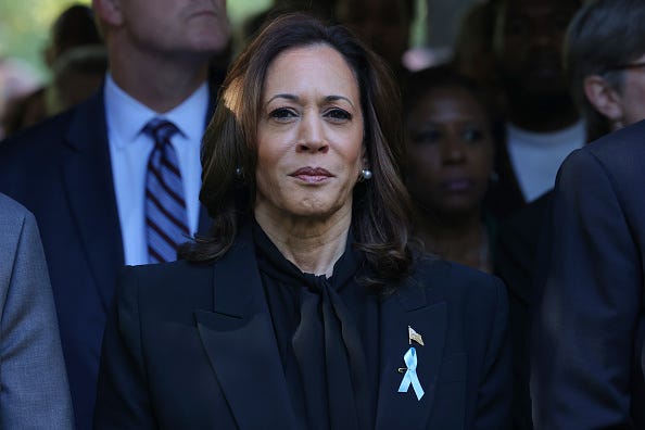 Democratic presidential nominee, U.S. Vice President Kamala Harris attends the annual 9/11 Commemoration Ceremony at the National 9/11 Memorial and Museum on September 11, 2024 in New York City.