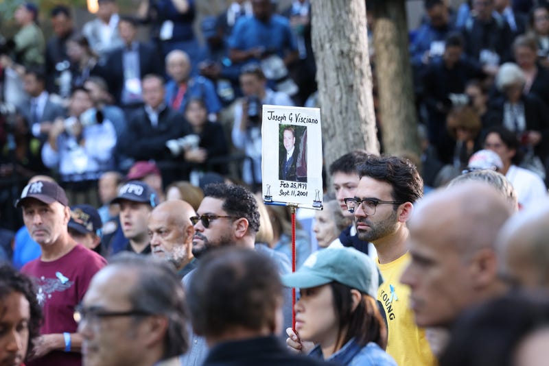 Family and friends of the victims of the 9/11 terror attack attend the annual 9/11 commemoration ceremony on Wednesday