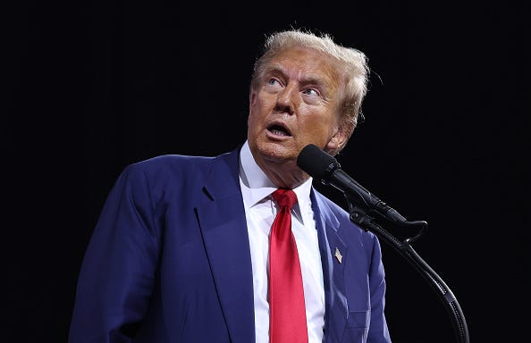 Republican presidential nominee, former U.S. President Donald Trump, speaks during a campaign event at the Linda Ronstadt Music Hall on September 12, 2024 in Tucson, Arizona. Former President Donald Trump held a campaign event to speak on the economy.