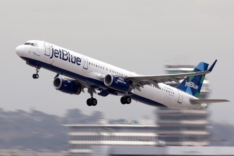 A JetBlue Airways flight departs Los Angeles International Airport en route to New York on September 19, 2024