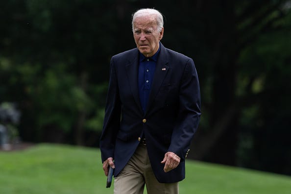 U.S. President Joe Biden speaks to reporters after returning to the White House on September 22, 2024 in Washington, DC.