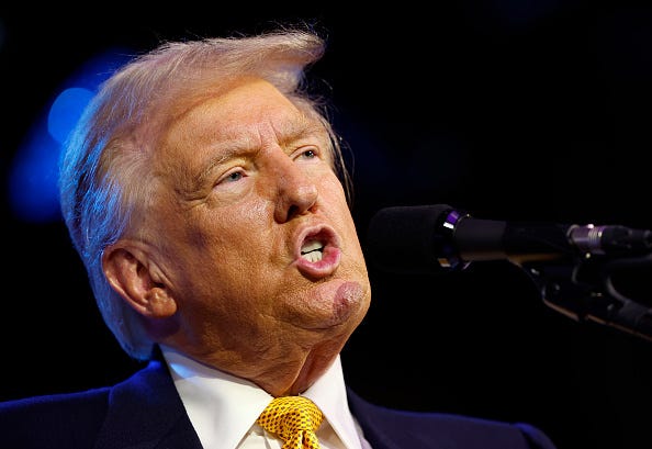 Republican presidential nominee former U.S. President Donald Trump speaks