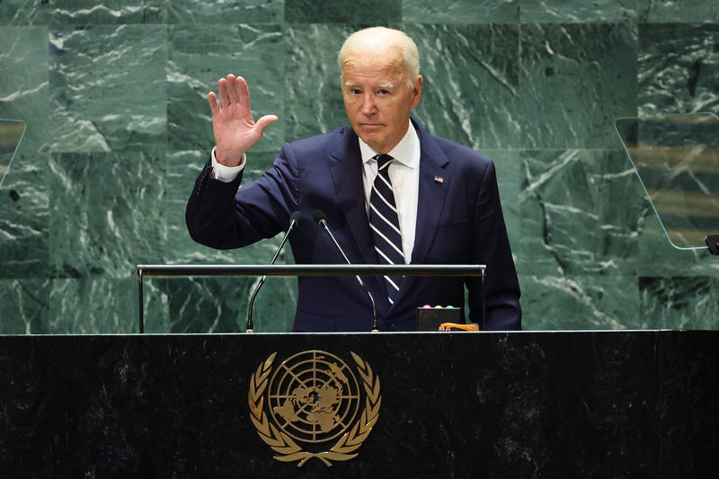 U.S. President Joe Biden waves as he leaves the stage during the United Nations General Assembly (UNGA) at the United Nations headquarters on September 24, 2024 in New York City. World leaders convened for the General Assembly as the world continues to experience major wars in Gaza, Ukraine and, Sudan along with a threat of a larger conflict in the Middle East.