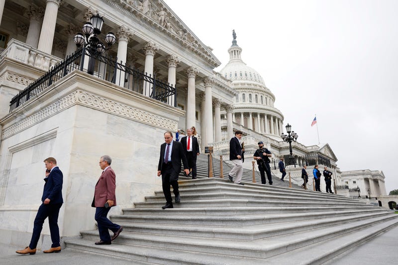 Members of the U.S. House of Representatives leave the U.S. Capitol after a series of votes on Sept. 25, 2024, in Washington, DC.