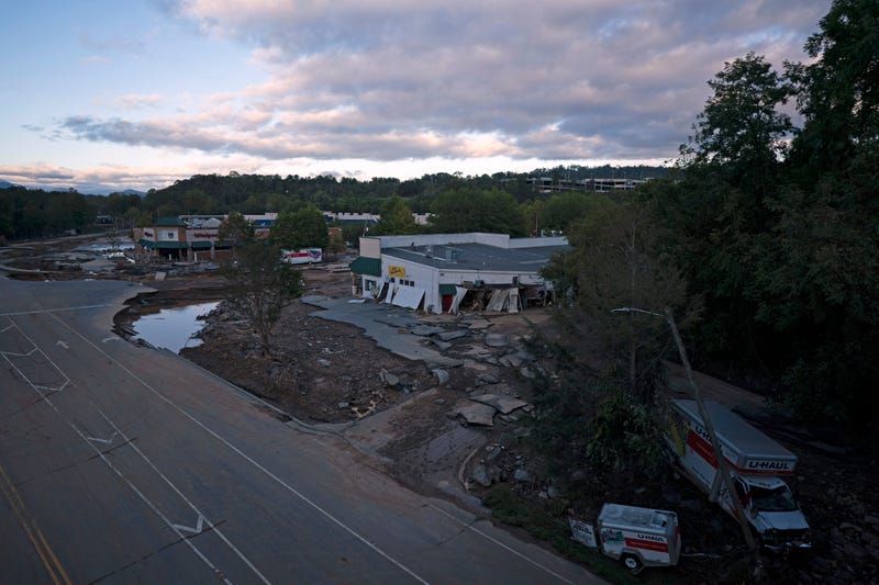 Flood damage in the aftermath of Hurricane Helene on Sept. 29, 2024, in Asheville, North Carolina. 