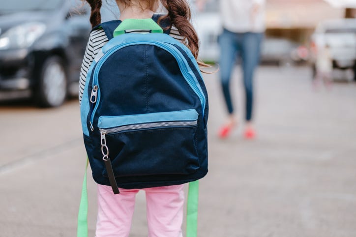 Stock image of a child with a backpack.