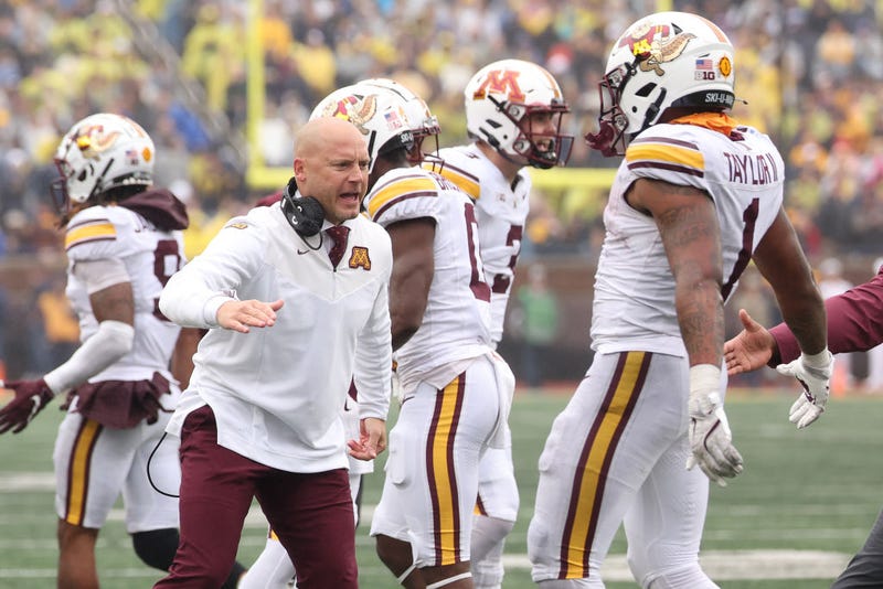 Gopher head coach P. J. Fleck at Michigan Stadium on September 28, 2024 in Ann Arbor, Michigan. 