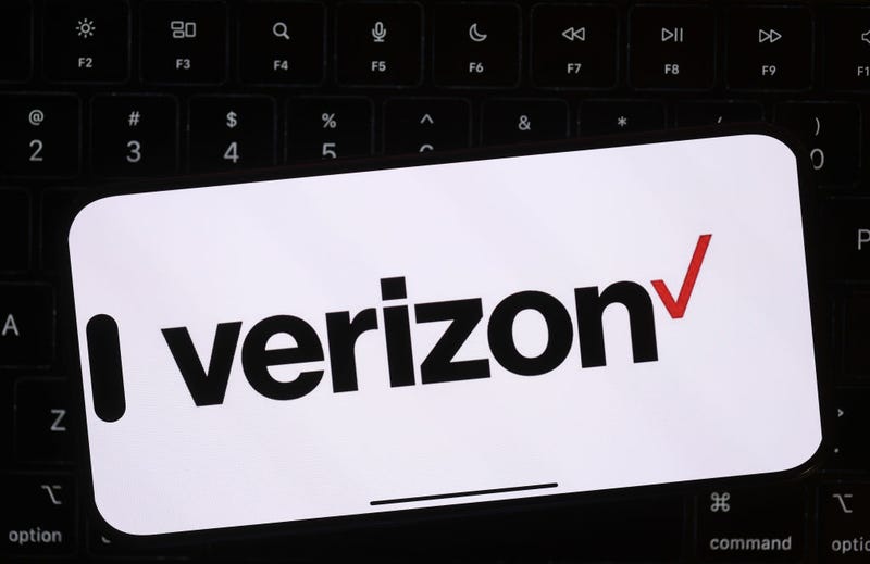 In this photo illustration, the Verizon logo is displayed on a smartphone screen on September 30, 2024 in San Anselmo California.