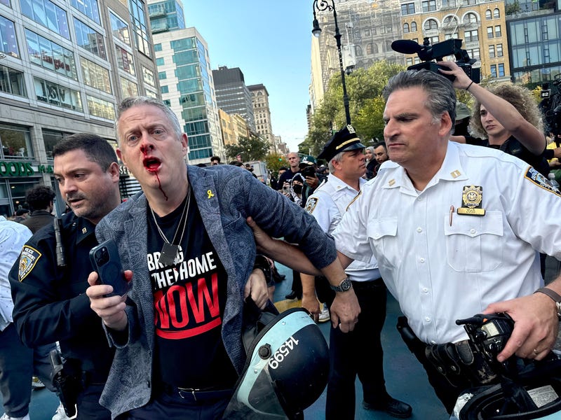 Todd Richman, 54, was surrounded and attacked in Union Square by a group of anti-Israel protesters, four of whom police are searching for