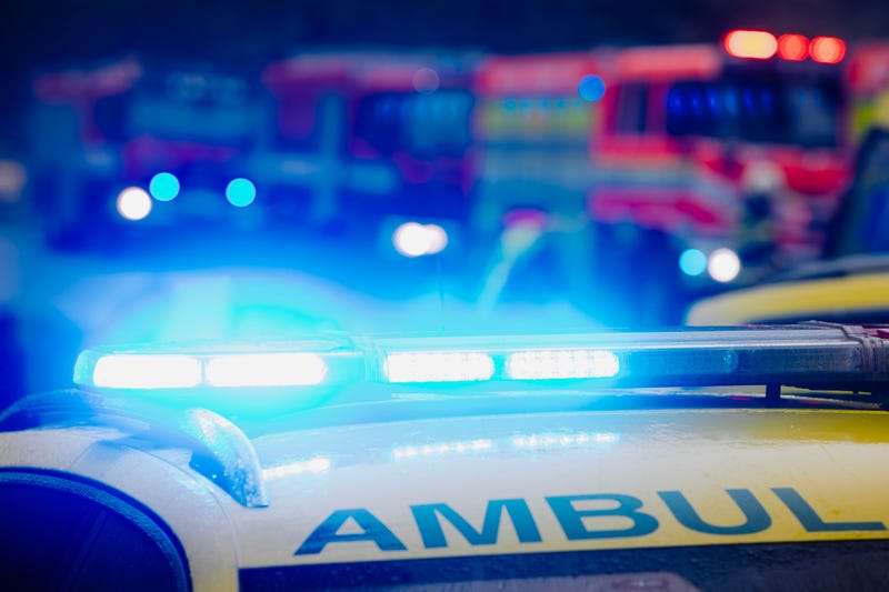 Close-up of flasher on roof of ambulance car.
