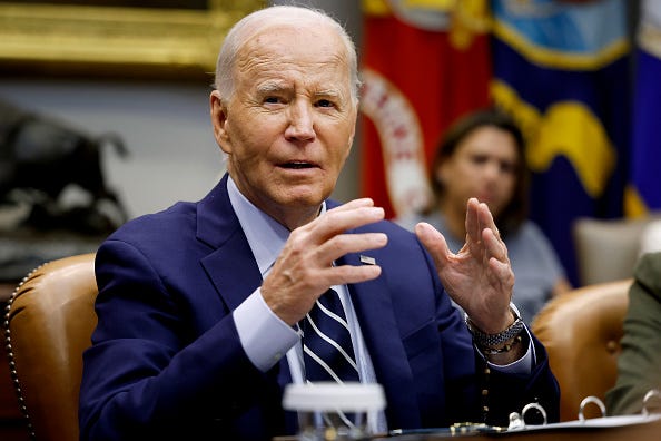 U.S. President Joe Biden gives remarks during a briefing on the ongoing hurricane season in the Roosevelt Room of the White House on October 08, 2024 in Washington, DC. 