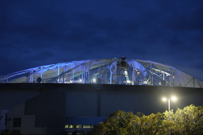 Destroyed roof of Tropicana Field in St. Petersburg