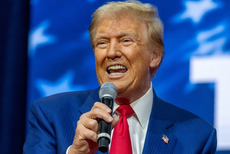 Republican presidential nominee, former President Donald Trump, holds a town hall at the Greater Philadelphia Expo Center on October 14, 2024 in Oaks, Pennsylvania.
