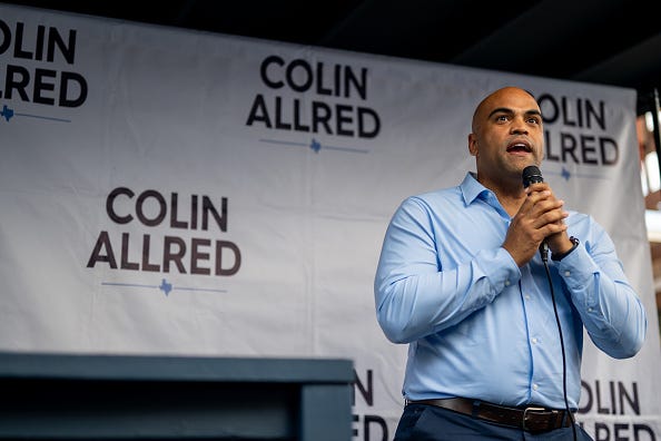 Democratic U.S. Senate candidate, U.S. Rep. Colin Allred (D-TX) speaks to attendees at the Backyard on Broadway on October 17, 2024 in San Antonio, Texas.