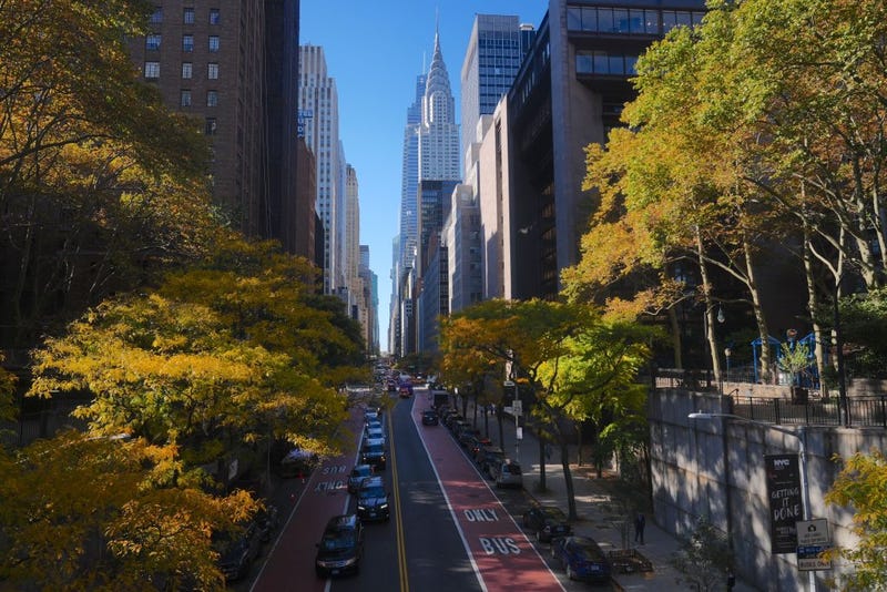 East 42nd Street is seen as the leaves turn brown and yellow during autumn in New York City,